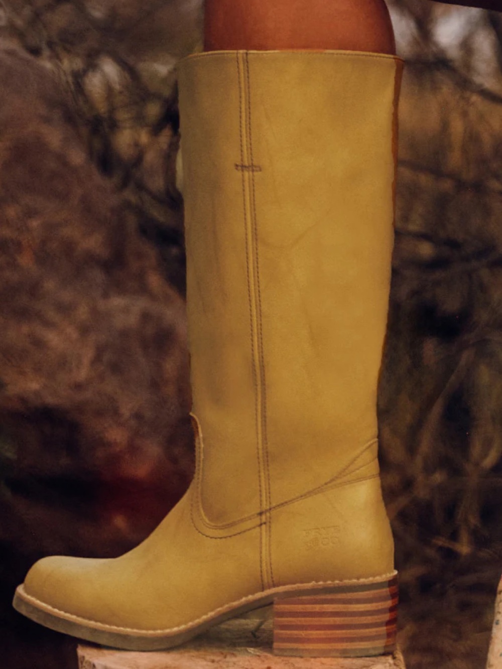 Frye Tall Leather Heeled Boots in Tan - Picture 7 of 13